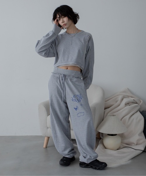 VACANCY（ヴァカンシー）の「オリジナルロゴプリントカーブ切替スウェットパンツ（スウェットパンツ・レディース・チャコールグレー/オフホワイト/グレー・FREE）」の18枚目の写真