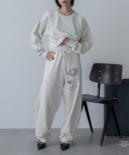 VACANCY（ヴァカンシー）の「オリジナルロゴプリントカーブ切替スウェットパンツ（スウェットパンツ・レディース・チャコールグレー/オフホワイト/グレー・FREE）」の5枚目の写真