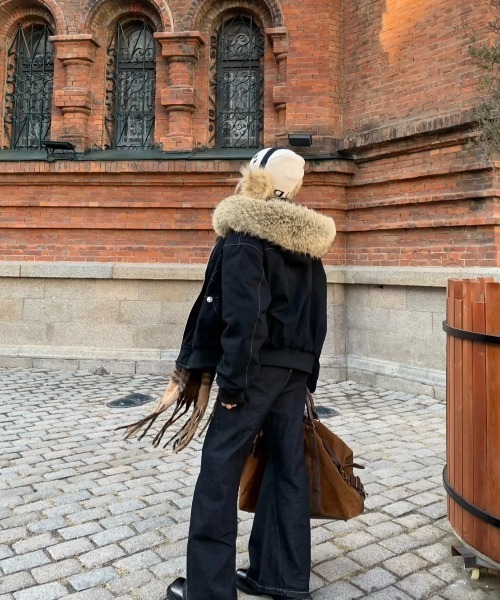 紈　ファーフードブルゾン VIBGYOR ブルゾン アウター 「LAMPOON」フェイクファーフードブルゾン