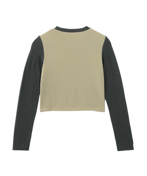 X-girl(エックスガール)の「HAZY LOGO L/S BABY TEE(Tシャツ/カットソー・レディース・ホワイト/チャコール・ONE SIZE)」の3枚目の写真