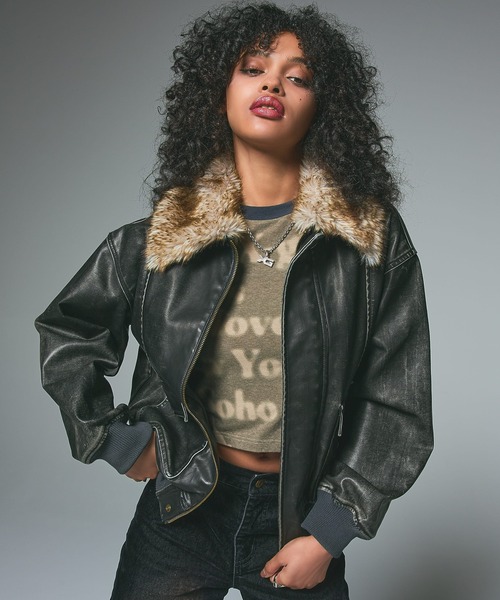 X-girl(エックスガール)の「HAZY LOGO L/S BABY TEE(Tシャツ/カットソー・レディース・ホワイト/チャコール・ONE SIZE)」の8枚目の写真
