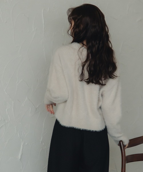 Petitjo(プッチージョ)の「小さいサイズ シャギーカーディガン 低身長さん・小柄女性(ニット/セーター・レディース・ライトブルー/グレイッシュベージュ・M-L/XS-S)」の19枚目の写真