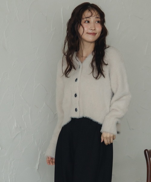 Petitjo(プッチージョ)の「小さいサイズ シャギーカーディガン 低身長さん・小柄女性(ニット/セーター・レディース・ライトブルー/グレイッシュベージュ・M-L/XS-S)」の18枚目の写真