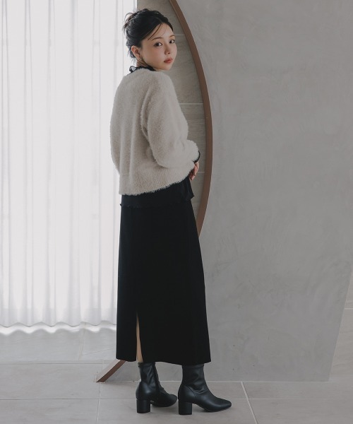 Petitjo(プッチージョ)の「小さいサイズ シャギーカーディガン 低身長さん・小柄女性(ニット/セーター・レディース・ライトブルー/グレイッシュベージュ・M-L/XS-S)」の6枚目の写真