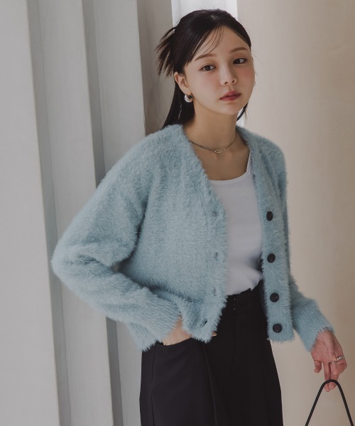 Petitjo(プッチージョ)の「小さいサイズ シャギーカーディガン 低身長さん・小柄女性(ニット/セーター・レディース・ライトブルー/グレイッシュベージュ・M-L/XS-S)」の21枚目の写真