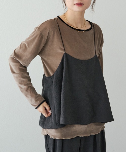 PUAL CE CIN（ピュアルセシン）の「ベロア リンガーカットソー（Tシャツ/カットソー・レディース・アイボリー/ブラウン/ベージュ・FREE）」の16枚目の写真