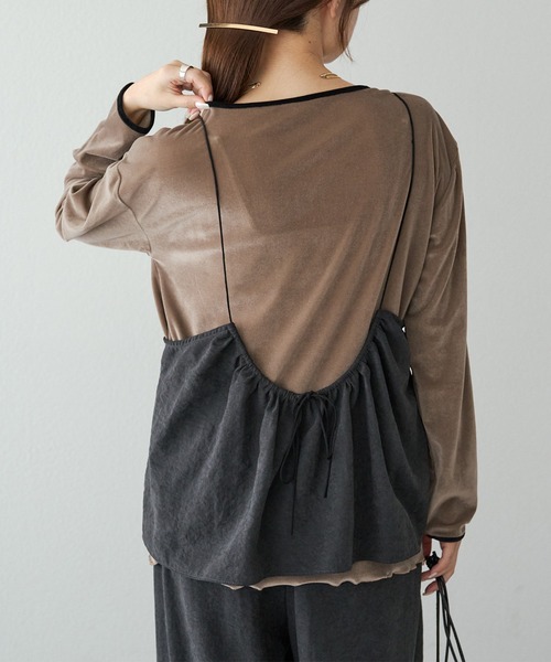 PUAL CE CIN（ピュアルセシン）の「ベロア リンガーカットソー（Tシャツ/カットソー・レディース・アイボリー/ブラウン/ベージュ・FREE）」の17枚目の写真