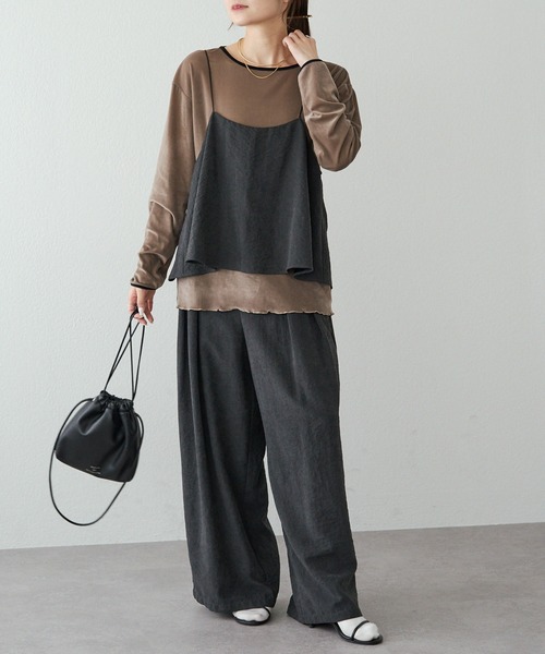 PUAL CE CIN（ピュアルセシン）の「ベロア リンガーカットソー（Tシャツ/カットソー・レディース・アイボリー/ブラウン/ベージュ・FREE）」の18枚目の写真