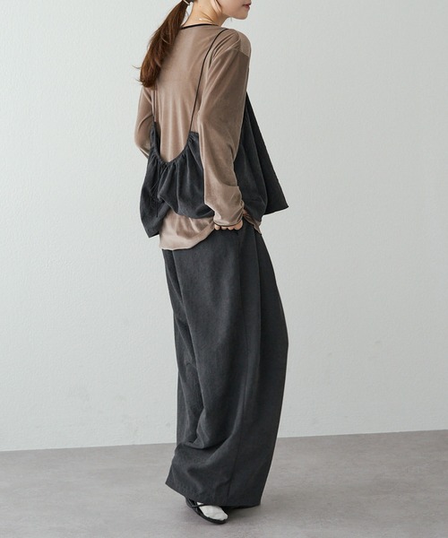 PUAL CE CIN（ピュアルセシン）の「ベロア リンガーカットソー（Tシャツ/カットソー・レディース・アイボリー/ブラウン/ベージュ・FREE）」の19枚目の写真