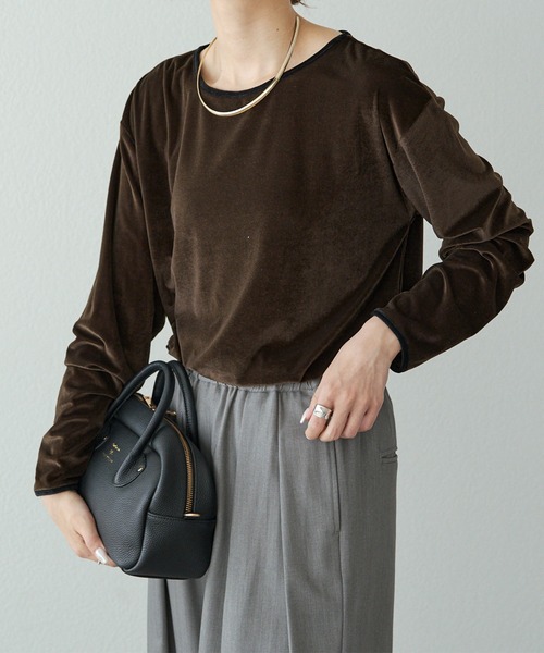 PUAL CE CIN（ピュアルセシン）の「ベロア リンガーカットソー（Tシャツ/カットソー・レディース・アイボリー/ブラウン/ベージュ・FREE）」の22枚目の写真