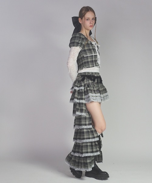 lilLilly（リルリリー）の「チェックレーストップス（シャツ/ブラウス・レディース・ピンク/カーキ・FREE）」の9枚目の写真