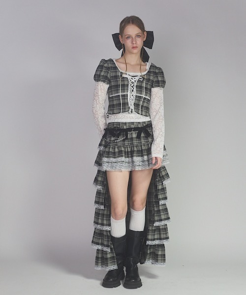 lilLilly（リルリリー）の「チェックレーストップス（シャツ/ブラウス・レディース・ピンク/カーキ・FREE）」の10枚目の写真