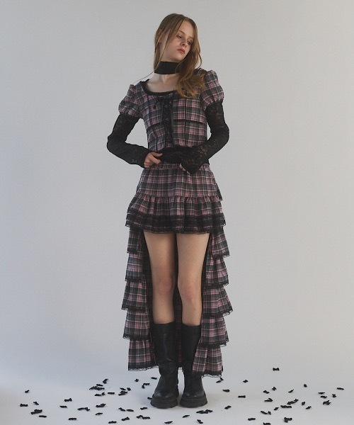 lilLilly（リルリリー）の「チェックレーストップス（シャツ/ブラウス・レディース・ピンク/カーキ・FREE）」の15枚目の写真