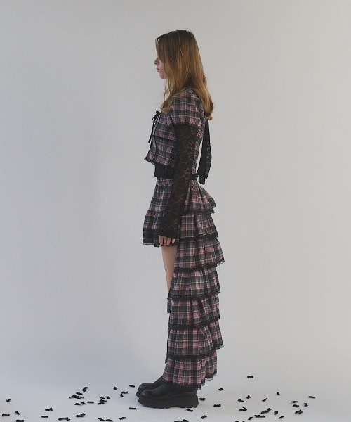 lilLilly（リルリリー）の「チェックレーストップス（シャツ/ブラウス・レディース・ピンク/カーキ・FREE）」の17枚目の写真