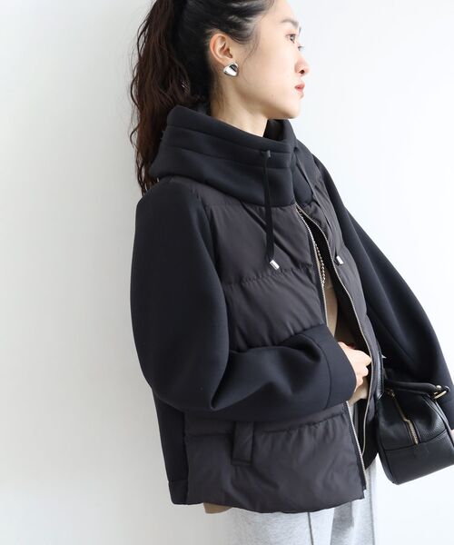 le.coeur blanc（ルクールブラン）の「カットボンディング×スムースタフタショートブルゾン（ブルゾン・レディース・グレイッシュベージュ/ブラック・38/40）」の20枚目の写真