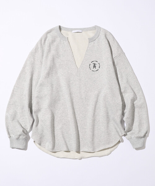 Firsthand（ファーストハンド）の「Firsthand/ファーストハンド オーガニックコットン Vネック 刺繍スウェット / リラックスフィット / 裏毛スウェット（スウェット・レディース・ブラウン/チャコールグレー/グレー・ONE SIZE）」の3枚目の写真