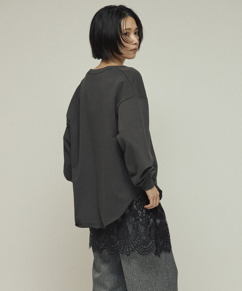 Firsthand（ファーストハンド）の「Firsthand/ファーストハンド オーガニックコットン Vネック 刺繍スウェット / リラックスフィット / 裏毛スウェット（スウェット・レディース・ブラウン/チャコールグレー/グレー・ONE SIZE）」の17枚目の写真