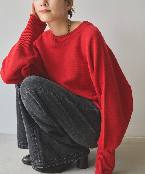 WEB限定 / 追加3》バルキーヤーンドルマンロングリブニット（ニット