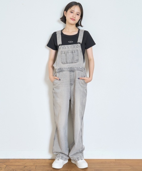 LOVETOXIC(ラブトキシック)の「【GOODPRICE】【ベーシック】デニムオーバーオール(つなぎ/オールインワン・キッズ・グレー/ブルー/サックスブルー/ライトグレー・L:160cm/S:140cm/M:150cm/LL(170cm))」の22枚目の写真
