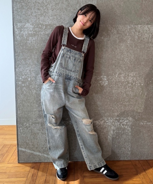 LOVETOXIC(ラブトキシック)の「【GOODPRICE】【ベーシック】デニムオーバーオール(つなぎ/オールインワン・キッズ・グレー/ブルー/サックスブルー/ライトグレー・L:160cm/S:140cm/M:150cm/LL(170cm))」の21枚目の写真
