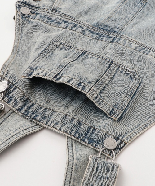 LOVETOXIC(ラブトキシック)の「【GOODPRICE】【ベーシック】デニムオーバーオール(つなぎ/オールインワン・キッズ・グレー/ブルー/サックスブルー/ライトグレー・L:160cm/S:140cm/M:150cm/LL(170cm))」の12枚目の写真