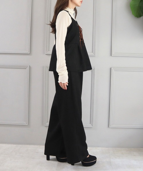 CECIL McBEE（セシルマクビー）の「スエードポンチフロント編み上げキャミセットアップ（ワンピース・レディース・ブラウン/モカ/ブラック・LARGE/MEDIUM）」の8枚目の写真