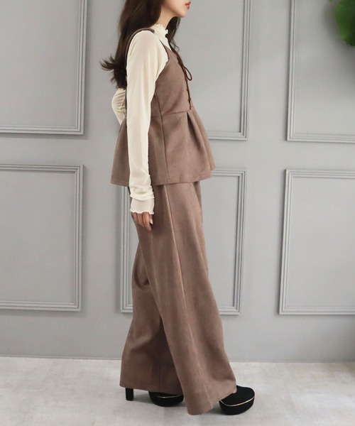 CECIL McBEE（セシルマクビー）の「スエードポンチフロント編み上げキャミセットアップ（ワンピース・レディース・ブラウン/モカ/ブラック・LARGE/MEDIUM）」の5枚目の写真