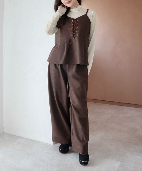 CECIL McBEE（セシルマクビー）の「スエードポンチフロント編み上げキャミセットアップ（ワンピース・レディース・ブラウン/モカ/ブラック・LARGE/MEDIUM）」の17枚目の写真