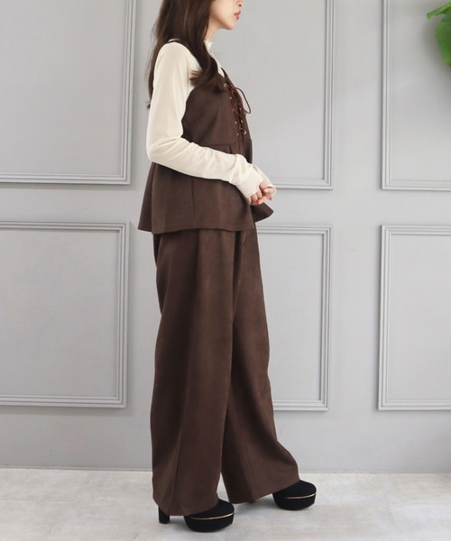 CECIL McBEE（セシルマクビー）の「スエードポンチフロント編み上げキャミセットアップ（ワンピース・レディース・ブラウン/モカ/ブラック・LARGE/MEDIUM）」の20枚目の写真