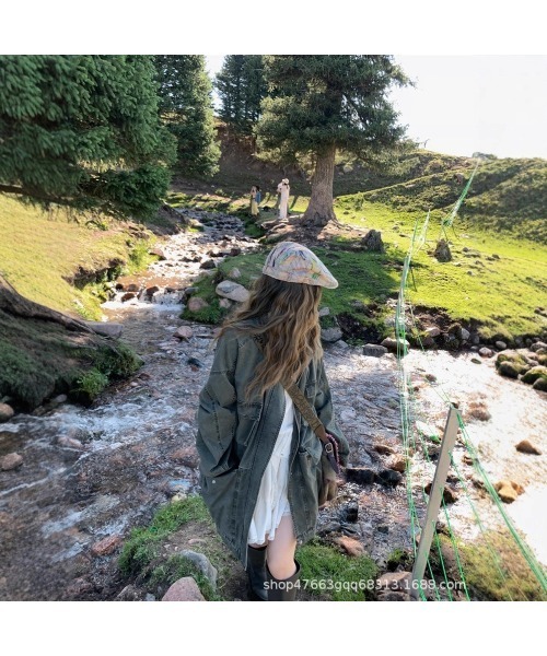 DEVICE（デバイス）の「オーバーサイズ デニム カラー ミリタリー ジャケット ブルゾン（デニムジャケット・レディース・カーキ・FREE）」の9枚目の写真