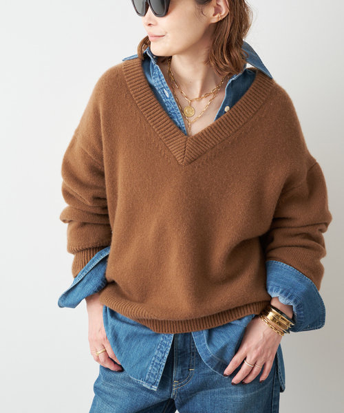 CASHY OVER Vネック プルオーバー（ニット/セーター）｜Deuxieme