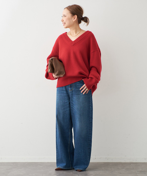 セール】*CASHY OVER Vネック プルオーバー（ニット/セーター