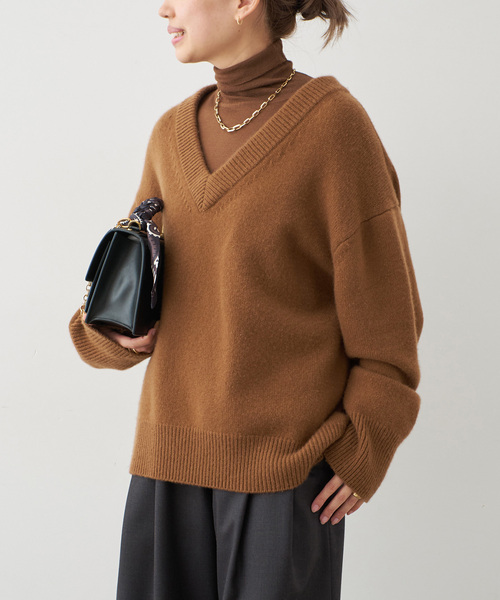 ドゥーズィエムクラス　2024AW Basicニット　ブラウン　ベーシックニット Cashmere Basic ニット（ニット／セーター）｜MUSE de Deuxieme Classe