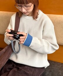 CIAOPANIC TYPY | 【ヨレ・伸びが起こりずらくお手入れ簡単】ユニセックス/袖配色/洗える/リシェイプワッフルニットプルオーバー(ニット/セーター)