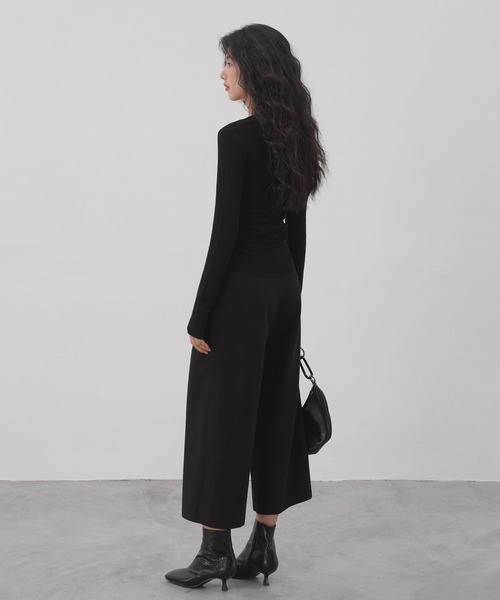EIGHTHMONTH（エイスマンス）の「ハイウエストクロップドワイドパンツ EM26s004【EIGHTHMONTH】（その他パンツ・レディース・ブラック・M/L/S）」の4枚目の写真