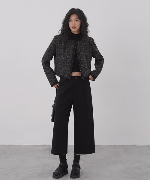 EIGHTHMONTH（エイスマンス）の「ハイウエストクロップドワイドパンツ EM26s004【EIGHTHMONTH】（その他パンツ・レディース・ブラック・M/L/S）」の12枚目の写真