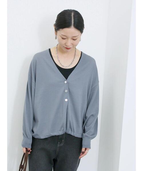 Samansa Mos2 blue（サマンサモスモスブルー）の「裾ドロストニットカーディガン（カーディガン/ボレロ・レディース・ブルー/ベージュ/ブラック・F）」の10枚目の写真