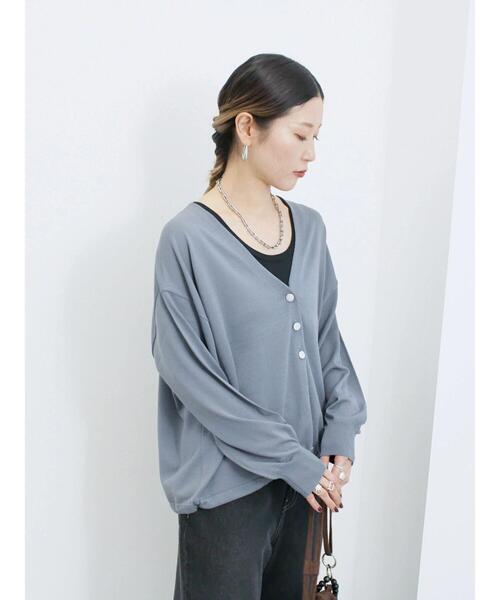 Samansa Mos2 blue（サマンサモスモスブルー）の「裾ドロストニットカーディガン（カーディガン/ボレロ・レディース・ブルー/ベージュ/ブラック・F）」の11枚目の写真