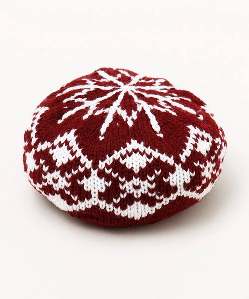 チャイハネ(チャイハネ)の「【チャイハネ】スノーチェニットベレー帽(ハンチング/ベレー帽・レディース・ブルー/レッド・FREE)」の2枚目の写真