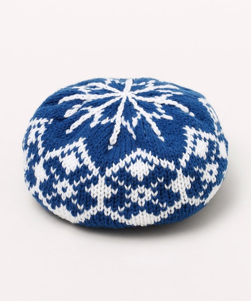 チャイハネ(チャイハネ)の「【チャイハネ】スノーチェニットベレー帽(ハンチング/ベレー帽・レディース・ブルー/レッド・FREE)」の1枚目の写真