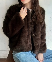 LAUIR（ラウアー）の「ノーカラーフェイクファージャケット（ノーカラージャケット）」