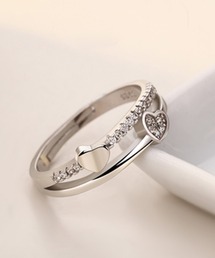 shoppinggo（ショッピングゴー）の「指輪 ハート オープン リング フリーサイズ シンプル シルバー 入学式 卒業式 フォーマル カジュアル（リング）」