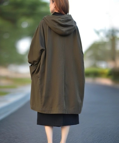 cammie(キャミー)の「フード付きロングジャケット(その他アウター・レディース・カーキ/ブラック/ベージュ・F)」の14枚目の写真