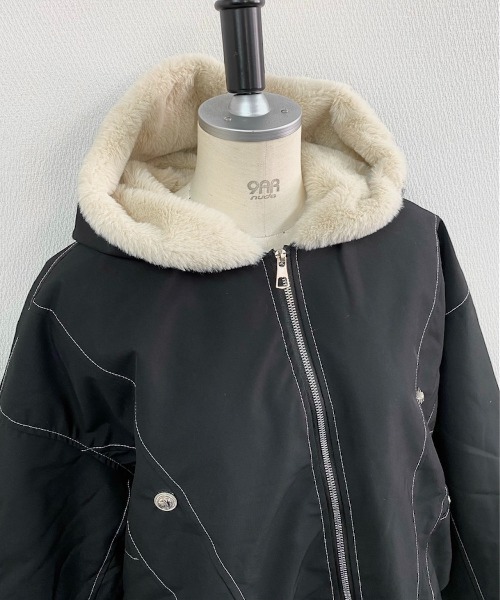 セール】【秋冬新作】2WAYステッチ入り裏ボアファー付きブルゾン