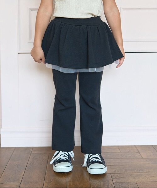 セール】【ともパン】【裏起毛】ギャザースカート付きフレアパンツ