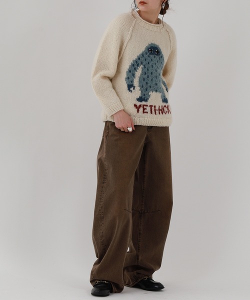 FUNALIVE(ファンアライブ)の「HIMALAYAN CLIMBER'S HAND-KNIT レディース手編みYETIジャカードクルー(ニット/セーター・レディース・アイボリー/ネイビー・M/S/L)」の10枚目の写真