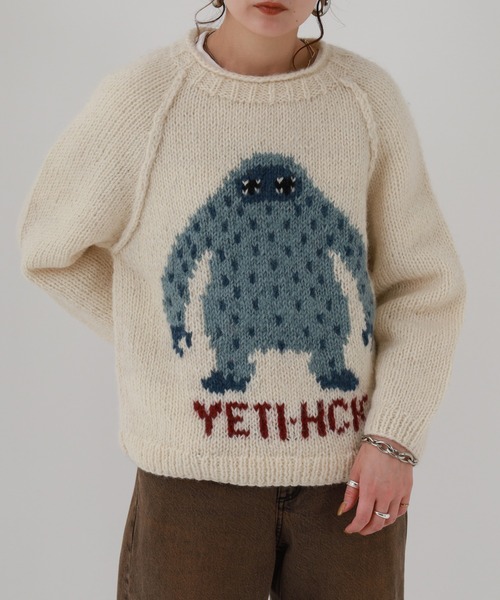 FUNALIVE(ファンアライブ)の「HIMALAYAN CLIMBER'S HAND-KNIT レディース手編みYETIジャカードクルー(ニット/セーター・レディース・アイボリー/ネイビー・M/S/L)」の13枚目の写真
