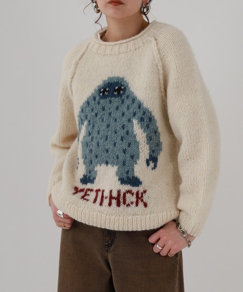 FUNALIVE(ファンアライブ)の「HIMALAYAN CLIMBER'S HAND-KNIT レディース手編みYETIジャカードクルー(ニット/セーター・レディース・アイボリー/ネイビー・M/S/L)」の12枚目の写真
