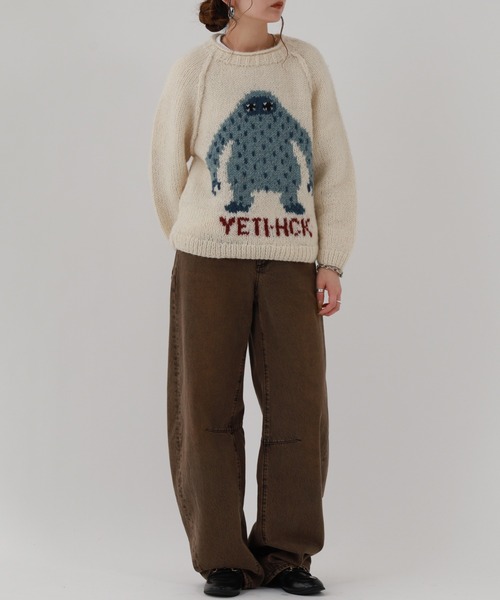 FUNALIVE(ファンアライブ)の「HIMALAYAN CLIMBER'S HAND-KNIT レディース手編みYETIジャカードクルー(ニット/セーター・レディース・アイボリー/ネイビー・M/S/L)」の11枚目の写真