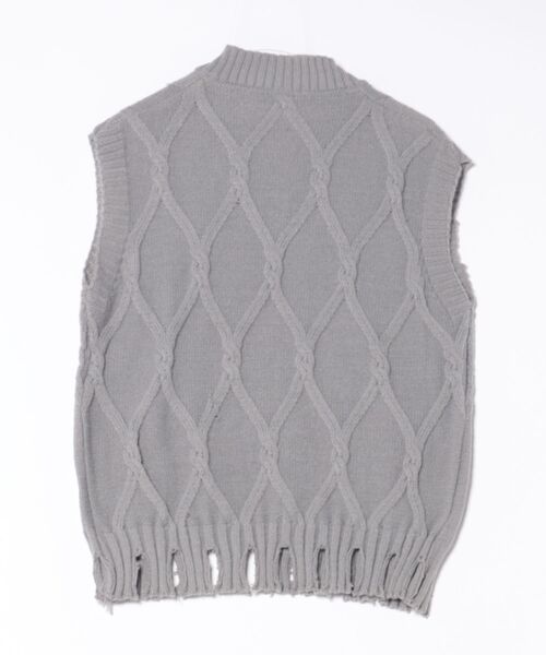セール】【新作】レトロな菱形編みのニットベスト（ベスト）｜AsheKsha